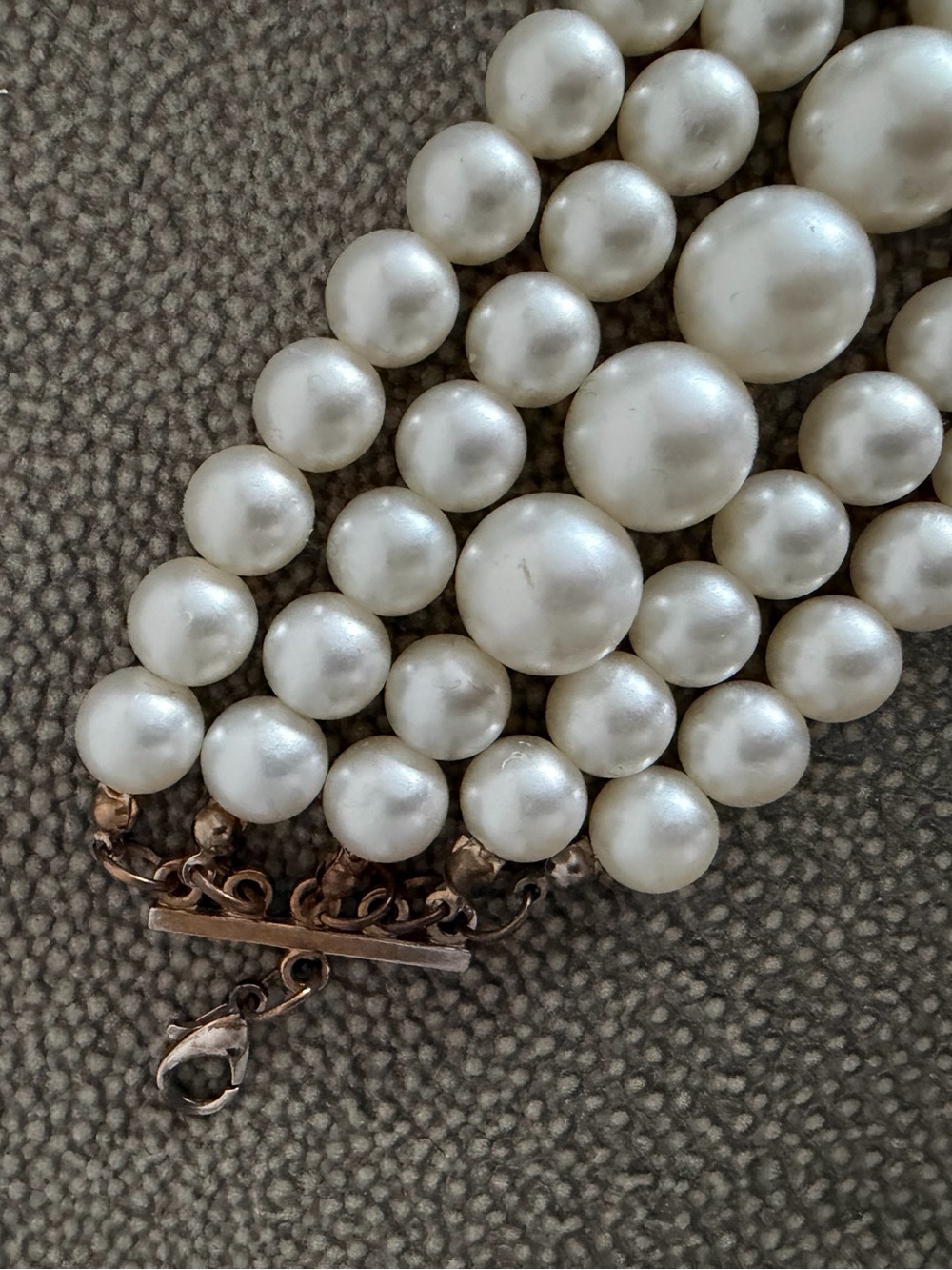 Bronx and Banco 5 Strand Pearl Choker in White Thick Pearls Statement Necklace - Picture 5 of 6